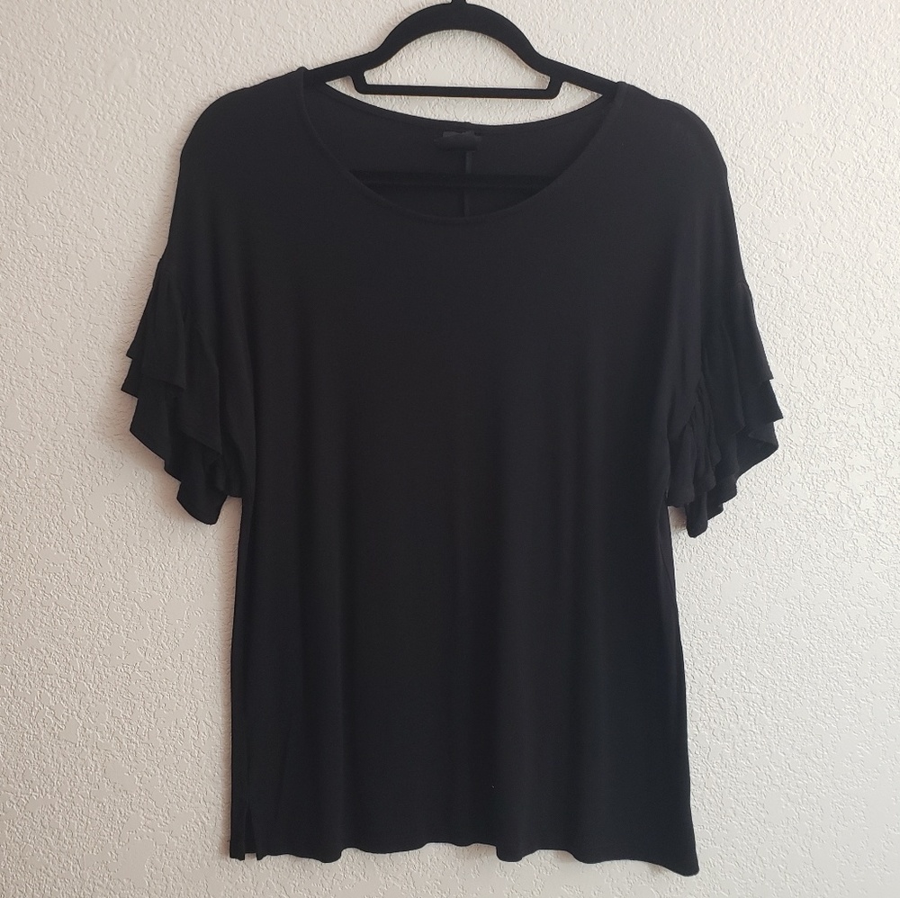 PreLoved : Small Black Frill Sleeve Top